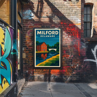 Milford Delaware Scenic Watercolor Wanderlust Poster
