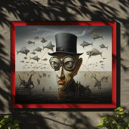 Surrealistic Scene with Flying Fish Fantasy or Mythology Poster