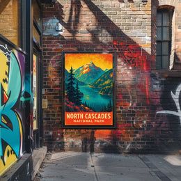 North Cascades Sunrise Adventure Vintage Poster