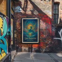 Enchanted Lake Superior: Dragon at Dusk Fantasy or Mythology Poster