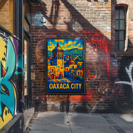 Oaxaca City Vibrant Mosaic Poster