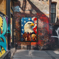 Eagle With Red White And Blue Abstract Background Poster