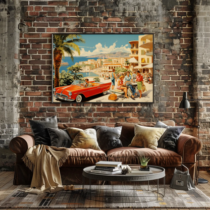 Mediterranean Coast Vintage Travel Poster