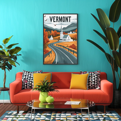 Vermont Vintage Poster - Fall Countryside