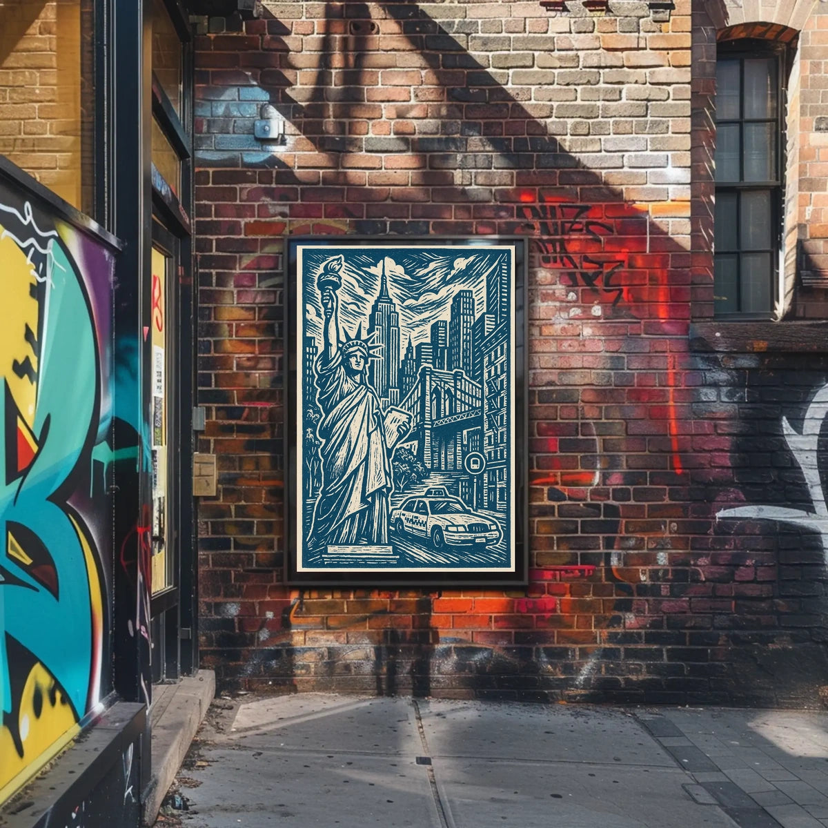 New York City Urban Landscape Poster Vintage Wall Art