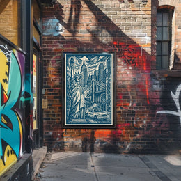 New York City Urban Landscape Poster Vintage Wall Art