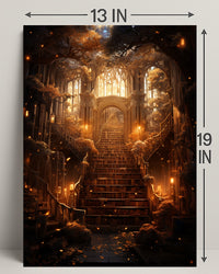 Enchanted Library Staircase Poster