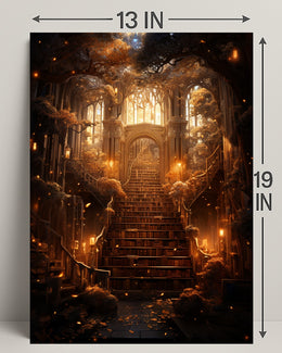 Enchanted Library Staircase Poster