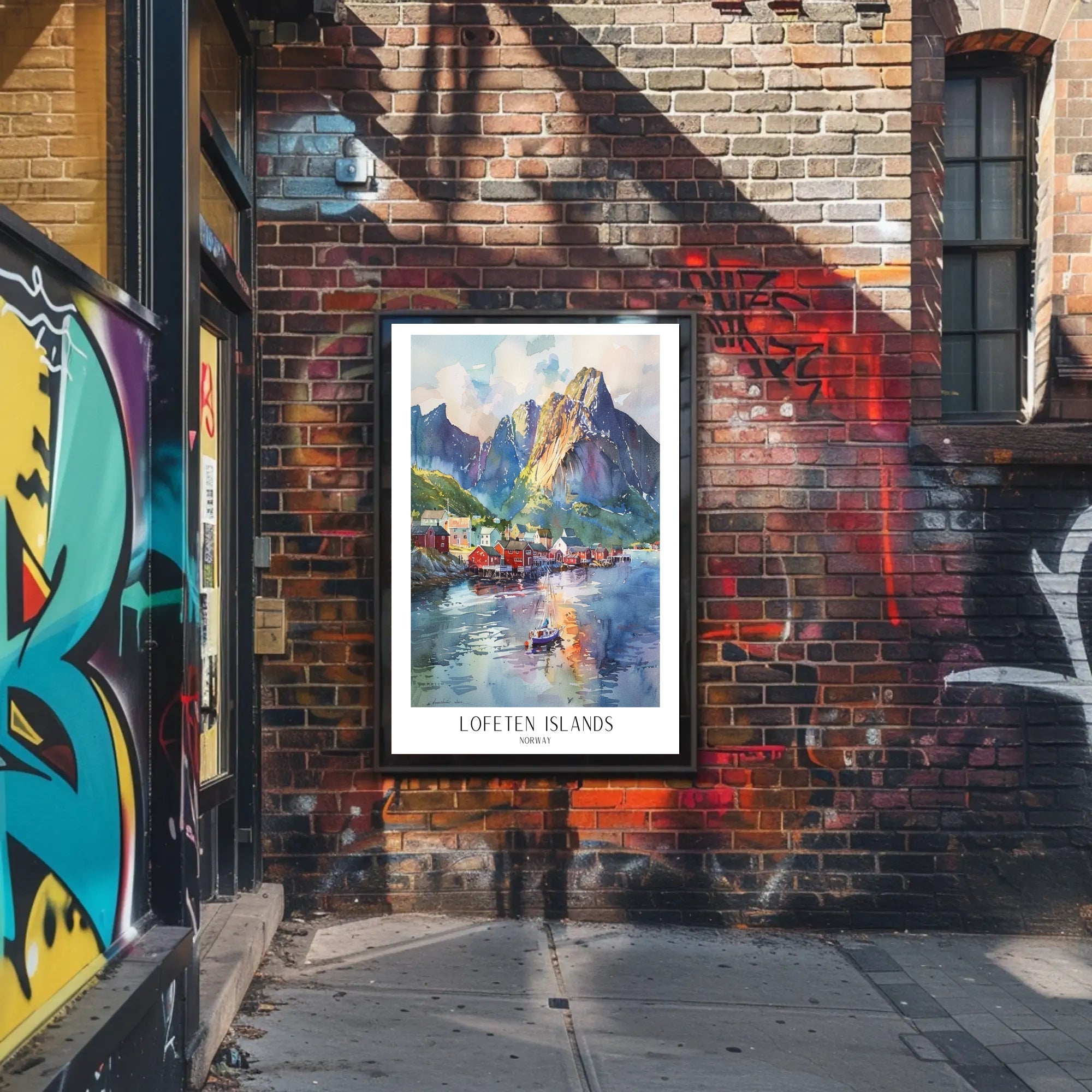 Lofoten Islands Watercolor Travel Poster PosterGoat