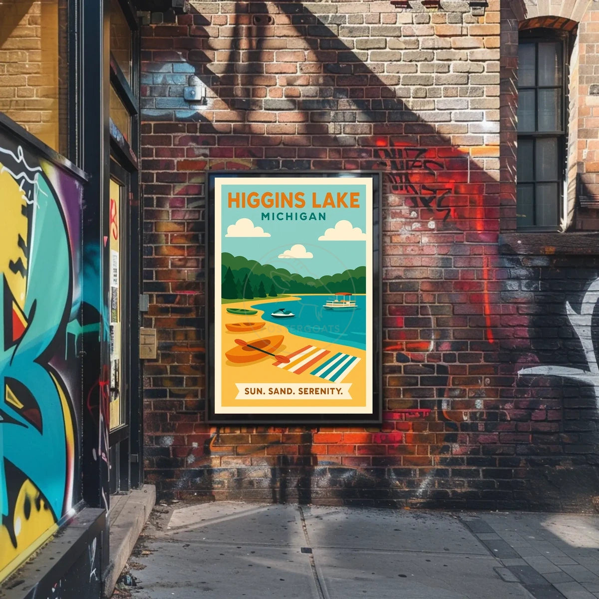Higgins Lake Getaway: Modern Travel Poster