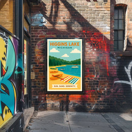 Higgins Lake Getaway: Modern Travel Poster