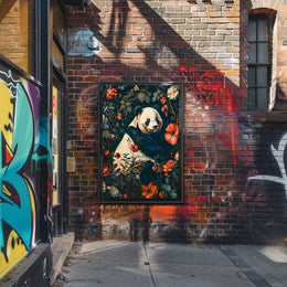 Peaceful Panda in a Botanical Wonderland Animal Poster