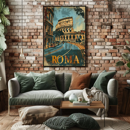 Rome Colosseum Vintage Italy Travel Poster