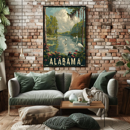 Alabama Wetlands and Herons Travel Poster