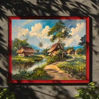 Serene Tropical Countryside Impressionist Art Poster