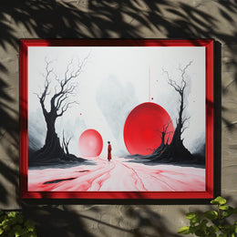 Surreal Red Spheres Abstract or Artistic Poster