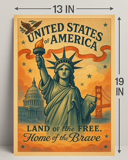 United States of America Land of the Free Poster PosterGoat