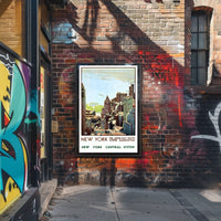 New York City Skyline Travel Poster Vintage Wall Art