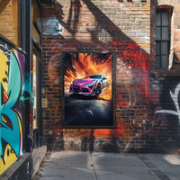 Modern Sports Travel Poster Featuring Dynamic Vehicles