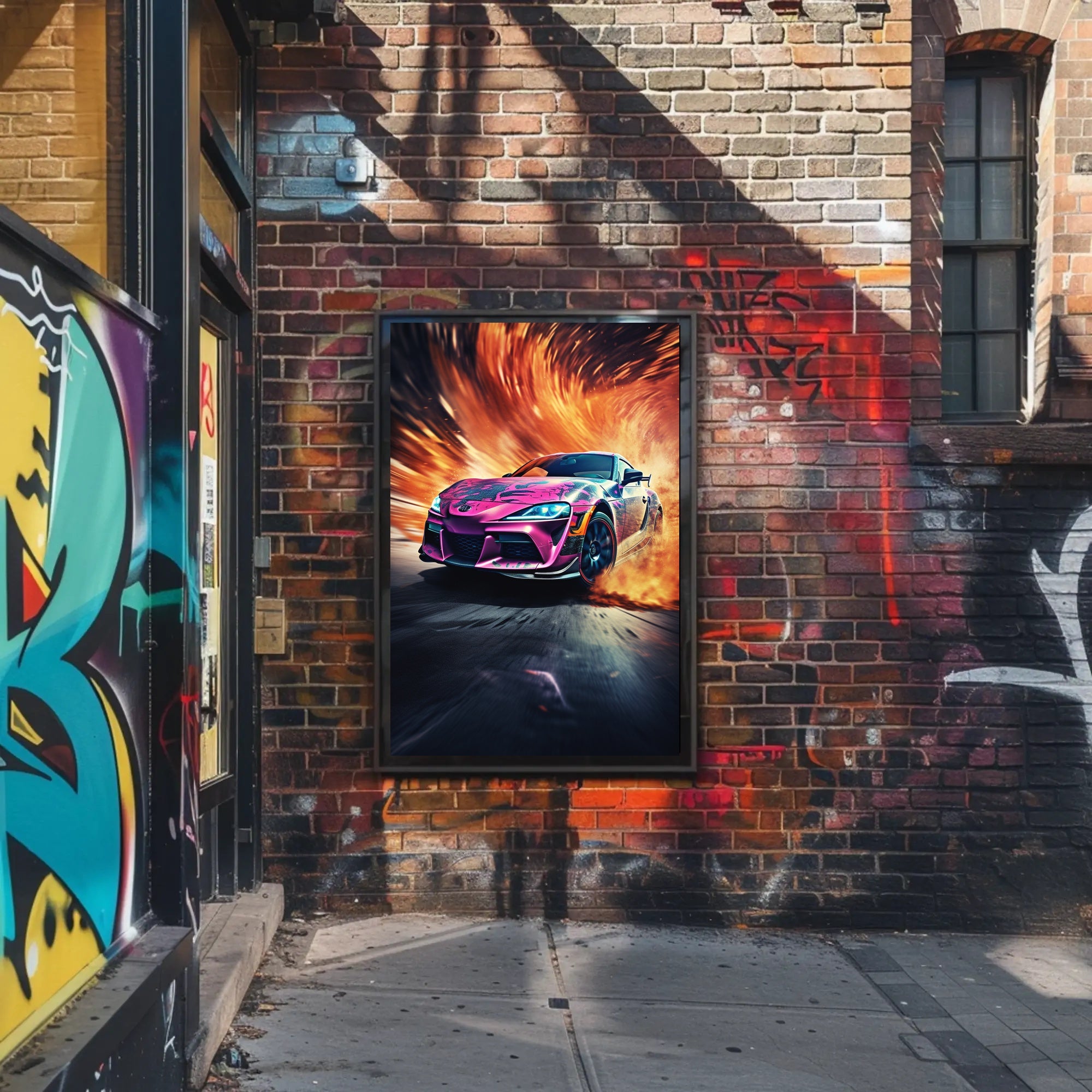 Modern Sports Travel Poster Featuring Dynamic Vehicles