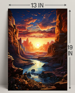 Sunset Over Canyon Poster