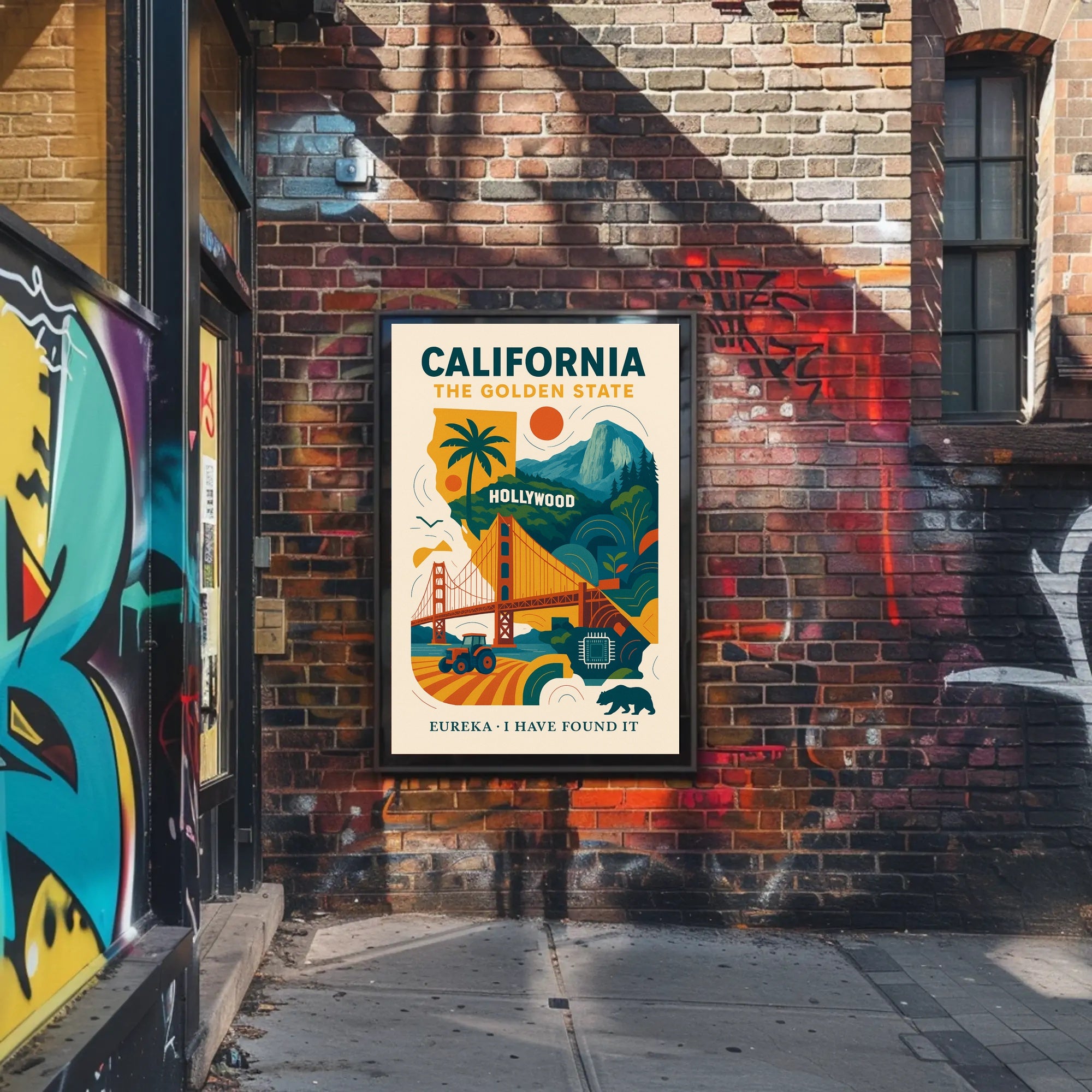 California The Golden State Wall Art Print PosterGoat