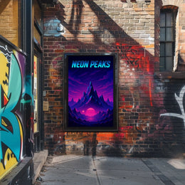 NEON Peaks: Retro-Futuristic Artistry Sci-Fi Poster