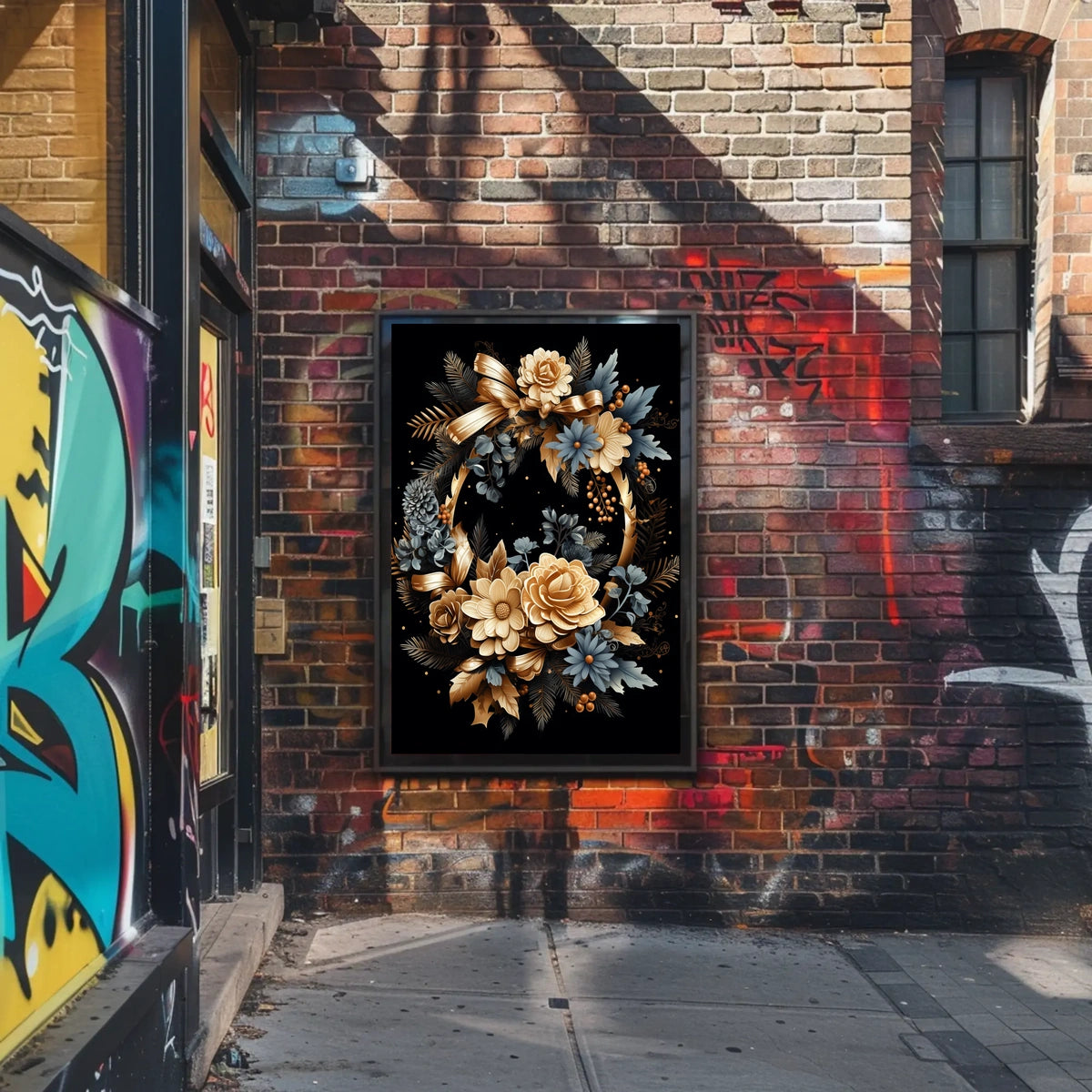 Luxurious Floral Wreath Artwork Print - Abstract or Artistic Poster