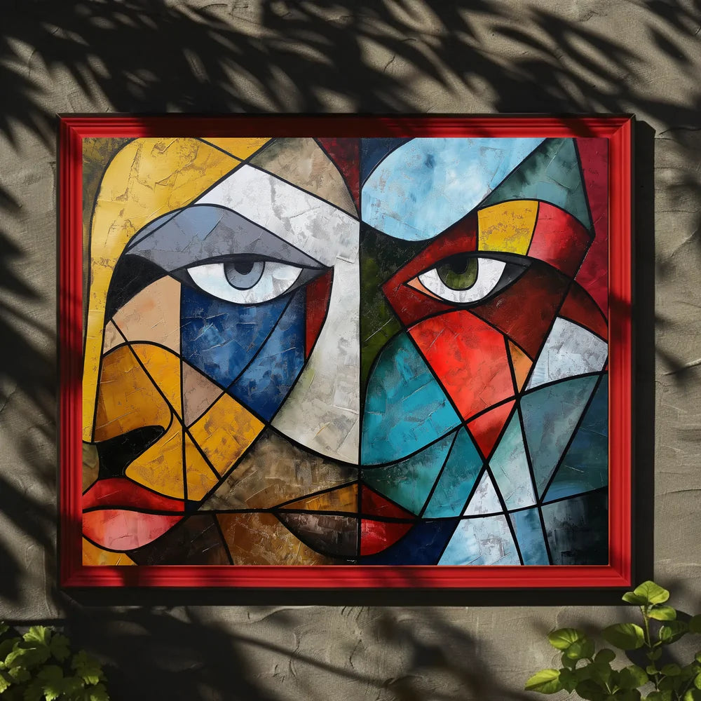 Cubist Faces Vibrant Abstract Art Poster Print