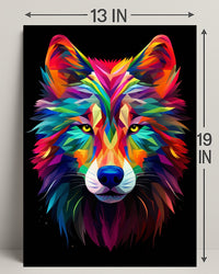 Vibrant Wolf Art Poster PosterGoat