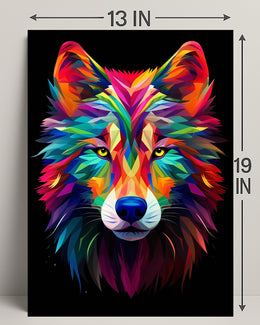 Vibrant Wolf Art Poster PosterGoat