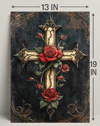 Roses And Cross Poster
