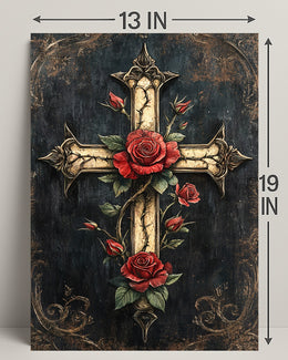 Roses And Cross Poster