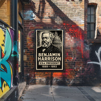 Benjamin Harrison 23rd President of the United States B & W Comic Sketch Poster