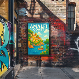 Amalfi Coast Poster Wall Art for Coastal Home Decor