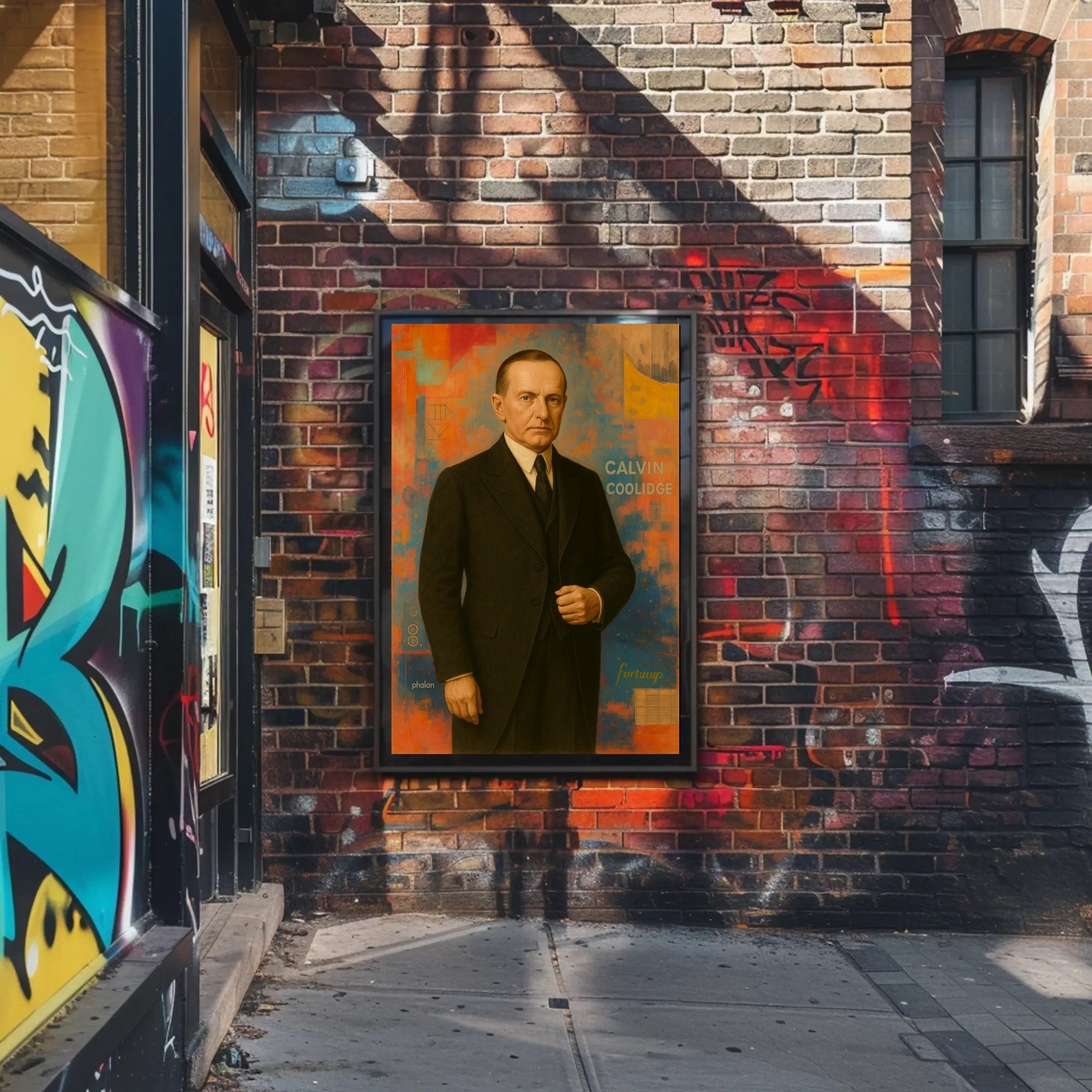 Calvin Coolidge Portrait Abstract Artistic Pop Culture Poster