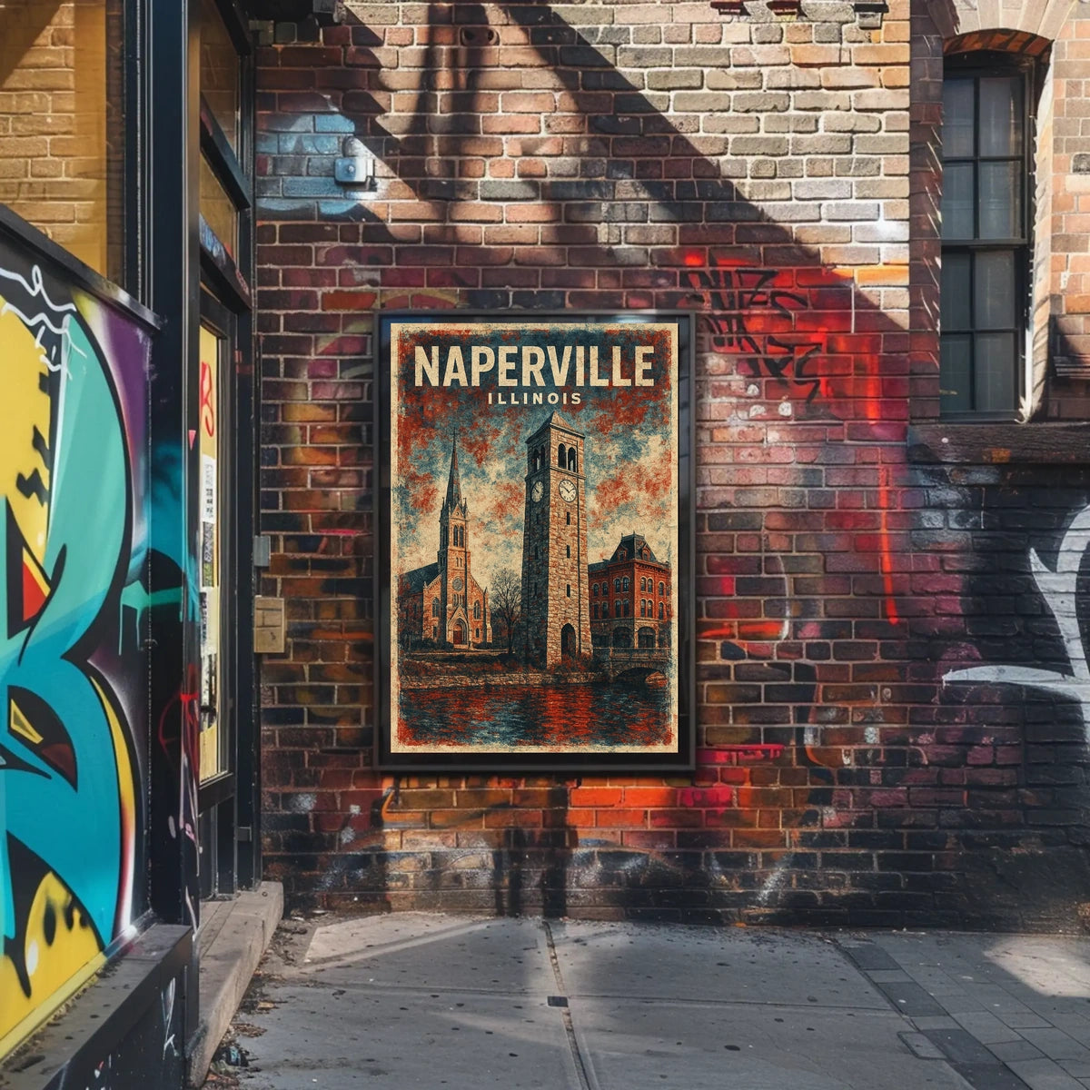 Naperville, Illinois Architectural Poster