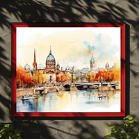 Autumn Cityscape by the River Poster