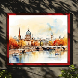 Autumn Cityscape by the River Poster