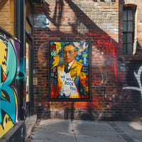 Colorful Artistic Pop Culture Poster with Dynamic Visual Elements