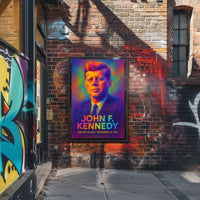 John F. Kennedy 35th President of the United States Neon Gradient Overlay Poster