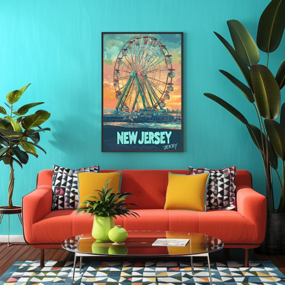 New Jersey Boardwalk Vintage Travel Poster