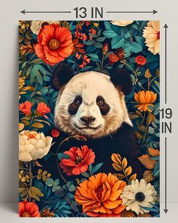 Panda in Bloom: Artistic Harmony Animal Poster
