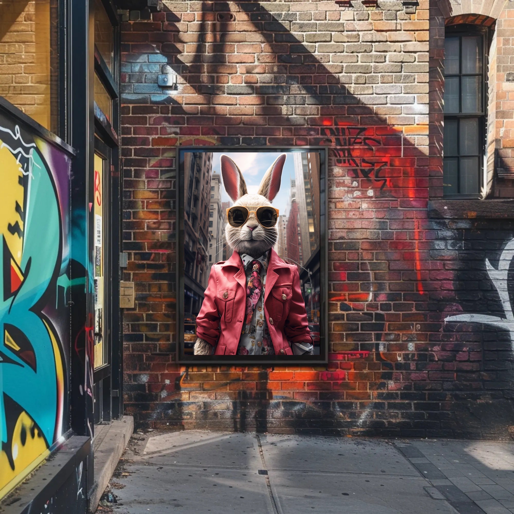 Stylish Rabbit In The City Poster
