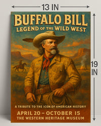 Buffalo Bill Tribute Western Poster Vintage Wall Art