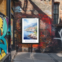 Montenegro Coastal Village Watercolor Travel Poster PosterGoat
