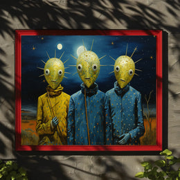 Surreal Nightscape Humanoids Artistic Poster