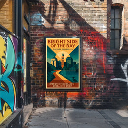 Oakland Cityscape Modern Vintage Travel Poster Art