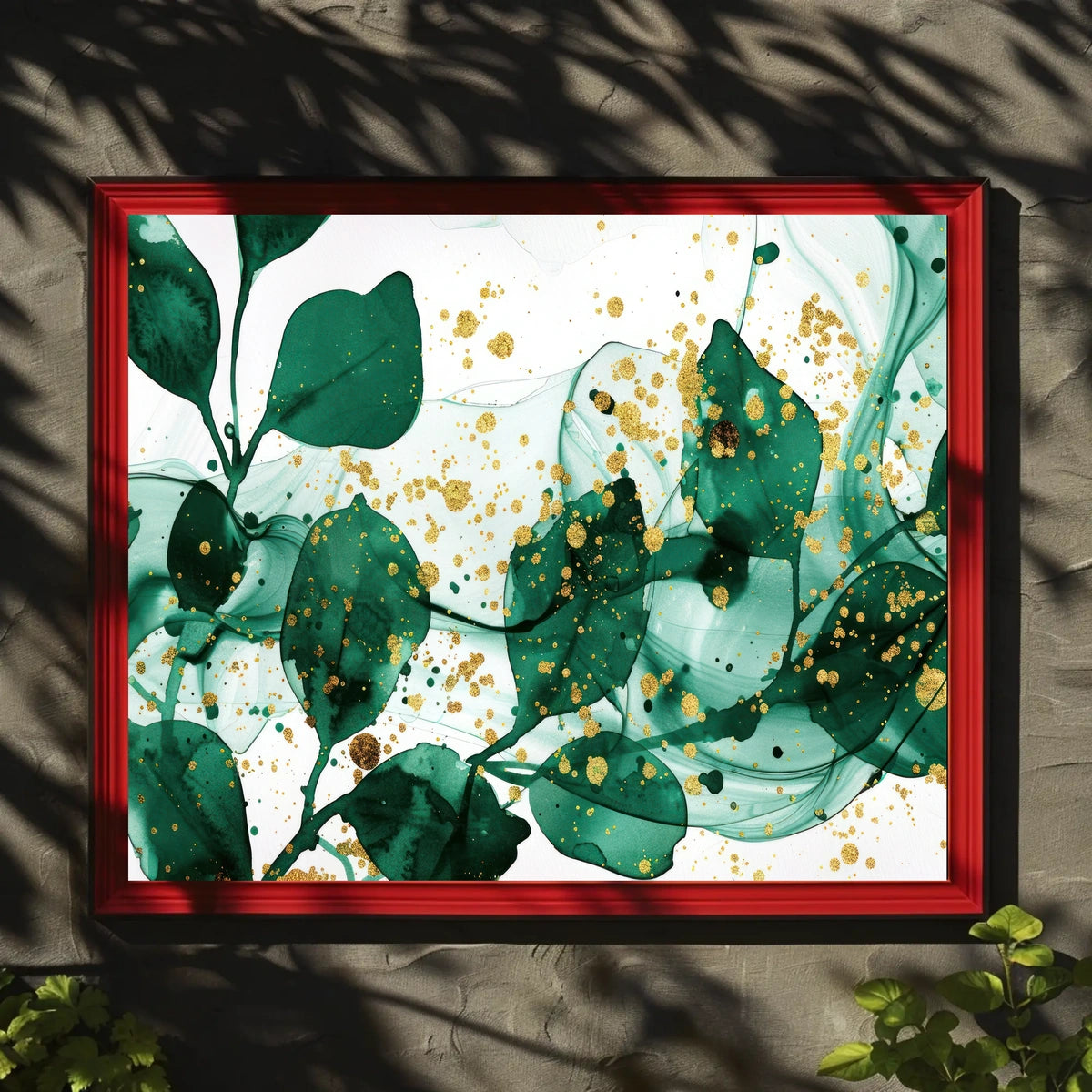 Abstract Elegance in Green and Gold Poster