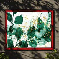 Abstract Elegance in Green and Gold Poster